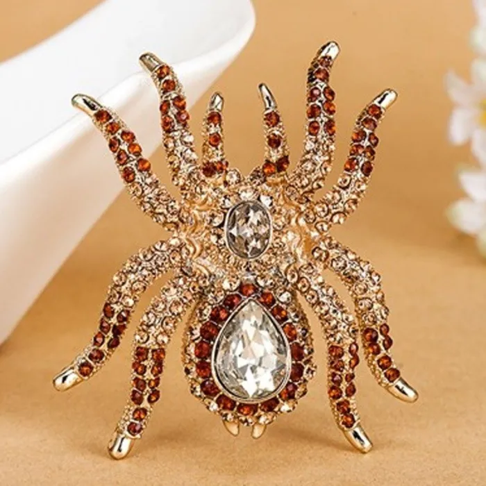 Grande broche araignée en cristal