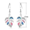 Silver dangle leaves earrings - colorful crystal opalEarrings