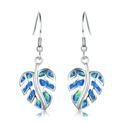 Boucles d'oreilles pendantes en argent - opale de cristal colorée