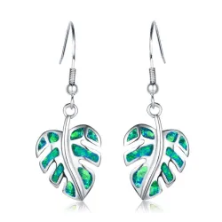Boucles d'oreilles pendantes en argent - opale de cristal colorée