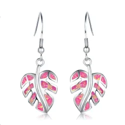 Boucles d'oreilles pendantes en argent - opale de cristal colorée