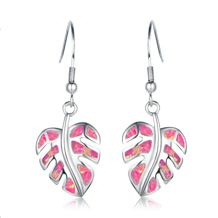 Boucles d'oreilles pendantes en argent - opale de cristal colorée