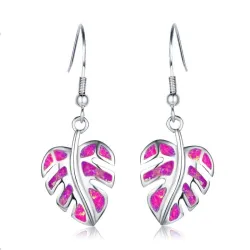 Boucles d'oreilles pendantes en argent - opale de cristal colorée