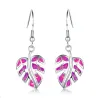 Boucles d'oreilles pendantes en argent - opale de cristal colorée