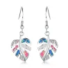 Boucles d'oreilles pendantes en argent - opale de cristal colorée