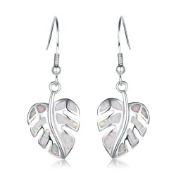 Boucles d'oreilles pendantes en argent - opale de cristal colorée