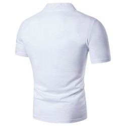T-shirt à la mode à manches courtes - col montant ouvert - manches imprimées