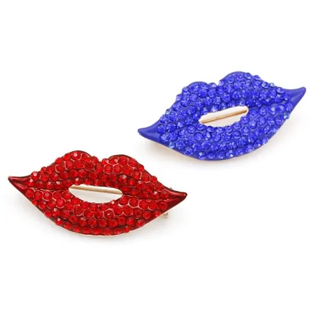 Lèvres en cristal rouge - broche
