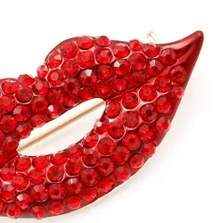 Lèvres en cristal rouge - broche