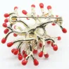 Corail rouge avec perle - broche en or