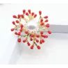 Corail rouge avec perle - broche en or