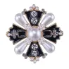 Vintage style cross with pearl / crystals - exclusive broochBrooches