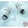 Round silver earrings - cross - black crystal dangle heart - 925 sterling silverEarrings