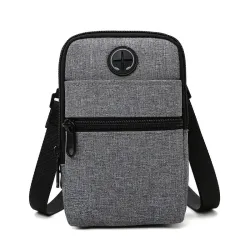 Petit sac à bandoulière en toile - fermetures éclair - trou pour casque