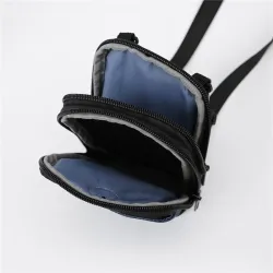 Petit sac à bandoulière en toile - fermetures éclair - trou pour casque