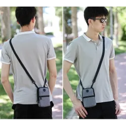 Petit sac à bandoulière en toile - fermetures éclair - trou pour casque