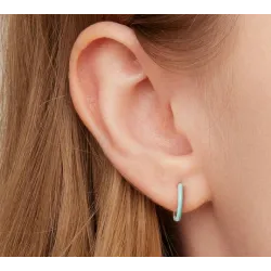 Petites créoles - double couleur verte - argent 925