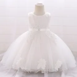 Flower lace dress - with bow - crystals - sequinsClothes