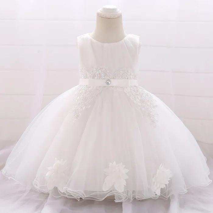 Flower lace dress - with bow - crystals - sequinsClothes
