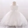 Flower lace dress - with bow - crystals - sequinsClothes