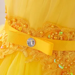 Flower lace dress - with bow - crystals - sequinsClothes