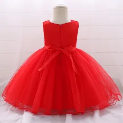 Flower lace dress - with bow - crystals - sequinsClothes