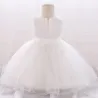 Flower lace dress - with bow - crystals - sequinsClothes