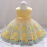 Robe fille élégante - mousseline fleurie - fermeture éclair - nœud
