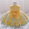 Robe fille élégante - mousseline fleurie - fermeture éclair - nœud