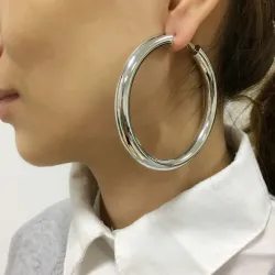 Boucles d'oreilles créoles larges - 70mm
