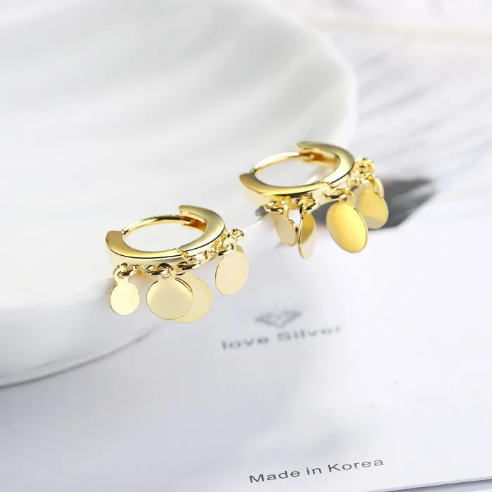 Silver round earrings - with dangle circlesEarrings