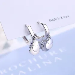 Boucles d'oreilles rondes en argent - avec cercles pendants