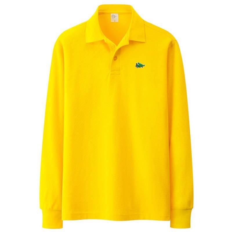 T-shirt polo stylé - manches longues - logo brodé - coton