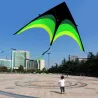 Super grand cerf-volant - noir - vert - avec ligne - 160 cm