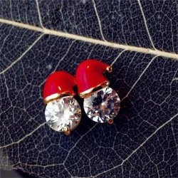 Boucles d'oreilles bonnet de Noel - avec zircon cristal