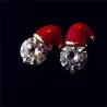 Boucles d'oreilles bonnet de Noel - avec zircon cristal