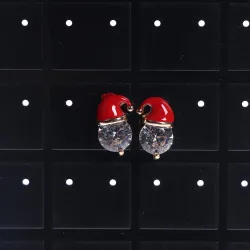 Boucles d'oreilles bonnet de Noel - avec zircon cristal