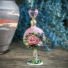 Flacon de parfum vintage en verre - motif roses roses - 7 ml