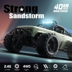 Camion tout-terrain RC - télécommande - batterie - phares LED - 4WD - 40km/h