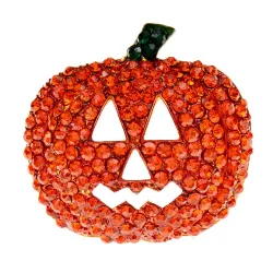 Broche citrouille d'Halloween en cristal