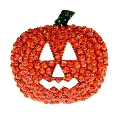 Broche citrouille d'Halloween en cristal
