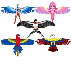 Mini cerf-volant - pliable - avec ligne - sirène - aigle - perroquet - robot
