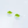 Small green leaves stud earrings - silver platedEarrings