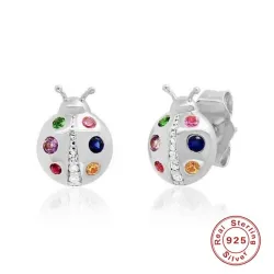 Boucles d'oreilles coccinelles en cristal - argent sterling 925