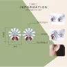 Boucles d'oreilles marguerite blanche / coccinelle cristal - argent 925