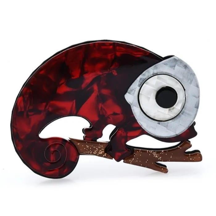 Gecko / lézard aux grands yeux - broche en émail