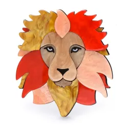 Tête de lion colorée - broche en acrylique