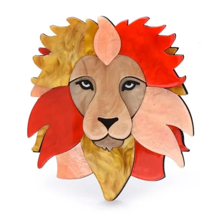 Tête de lion colorée - broche en acrylique