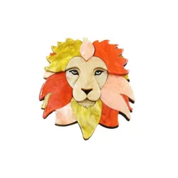 Tête de lion colorée - broche en acrylique