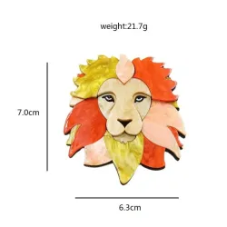 Colorful lion's head - acrylic broochBrooches